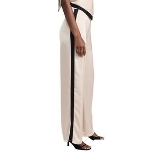 Seven Wonders Tuner Pants Wide Leg Pants Black‎ Stripe High Waist Satin Trousers